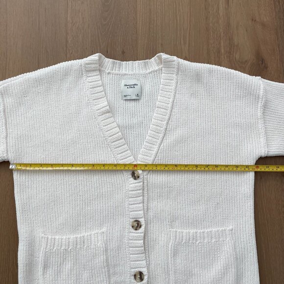 Abercrombie & Fitch Sweater Women Medium Cardigan Ivory Cream Knit Chenille - Picture 8 of 12